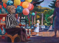 Millard Sheets - Balloon Woman at the Zoo